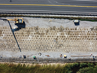Overhead view of wick drain installation.
